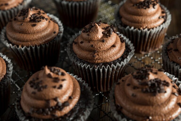 Chocolate Cupcakes on a Cooling Rack