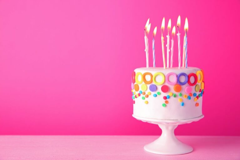 Fondant Covered Birthday Cake With Candles