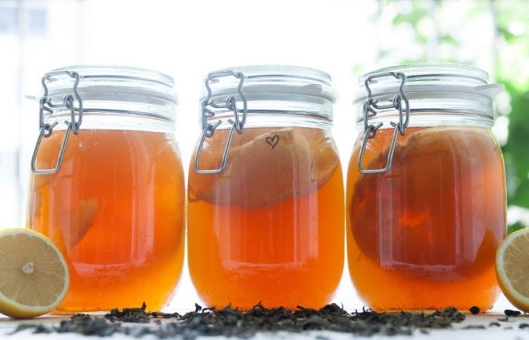 Kombucha in sealed mason jars