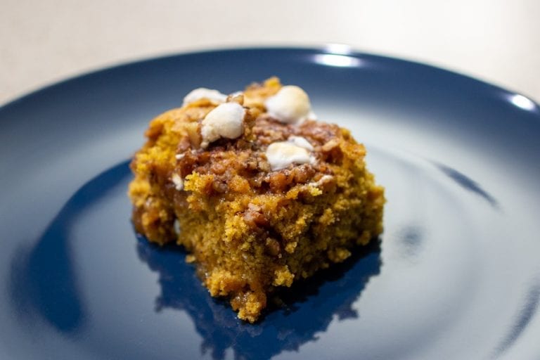 Slice of Pumpkin Pecan Cobbler