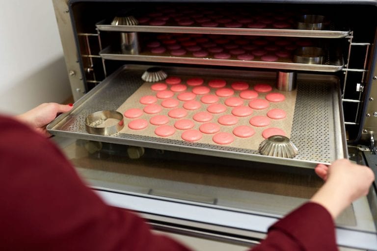 Macarons on oven tray
