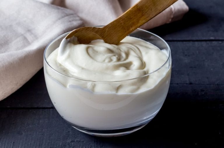 Yogurt in a glass bowl