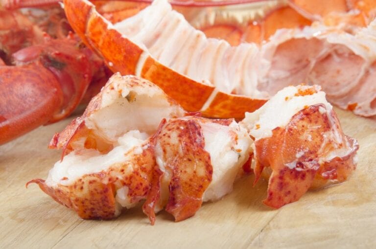 Lobster Meat on a Wooden Board