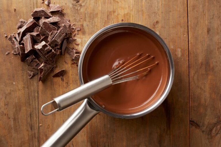 Melted Chocolate in a Pot With a Whisk