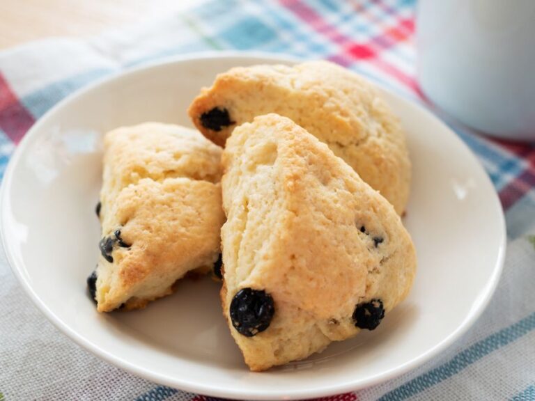 Blueberry Scones on a White Plate
