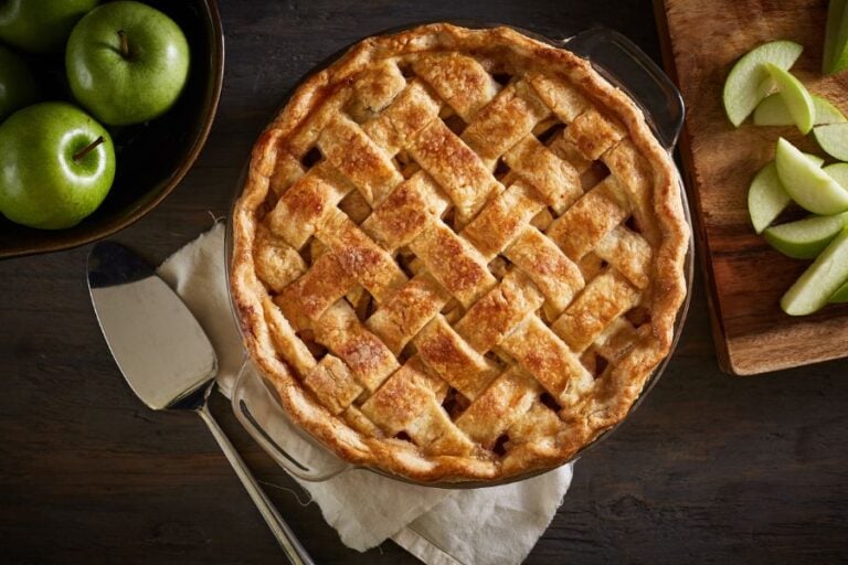 Homemade Apple Pie on Wooden Table