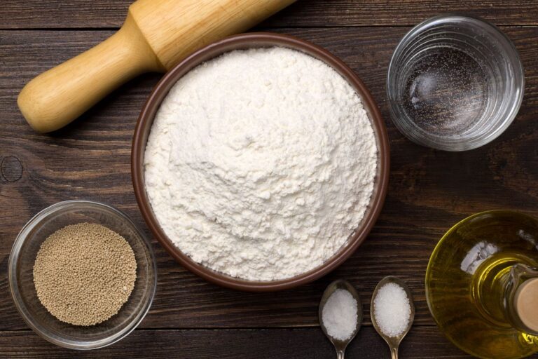 Flour and Yeast for Making Pizza Dough