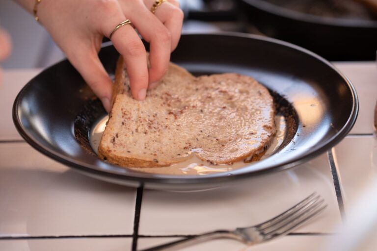 Soaking French Toast on a Plate