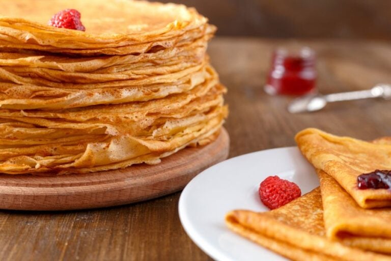 Stack of Thin Pancakes With Fruit
