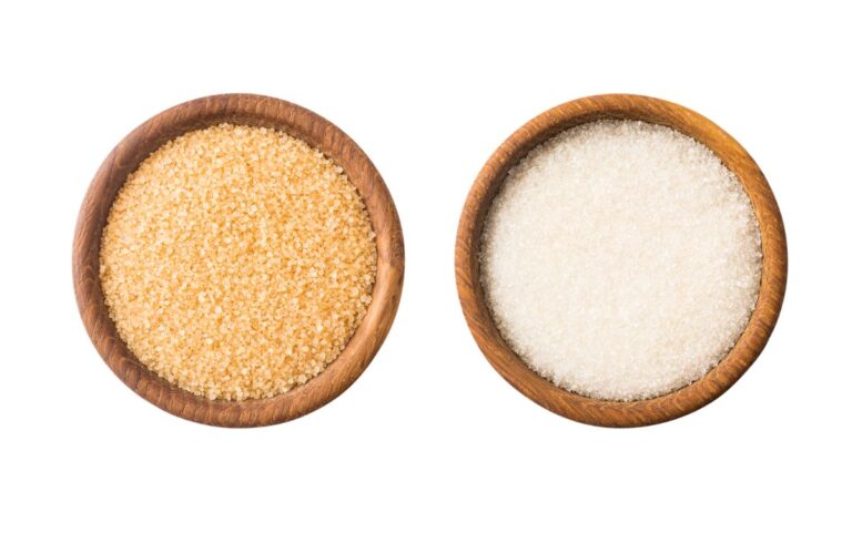 Bowls of Cane Sugar and White Sugar