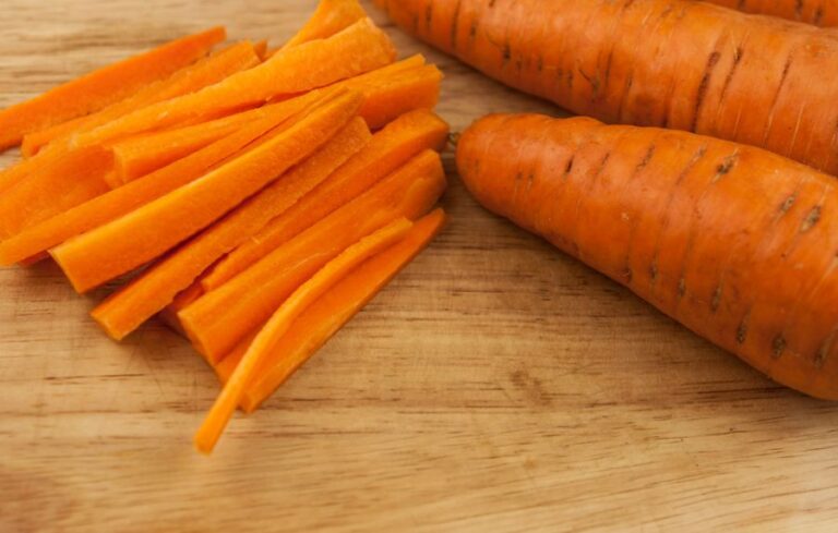 Cut Carrots on Cutting Board