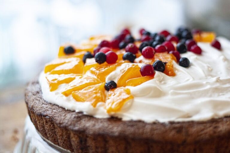 Vinegar Cake With Whipped Cream and Fruit