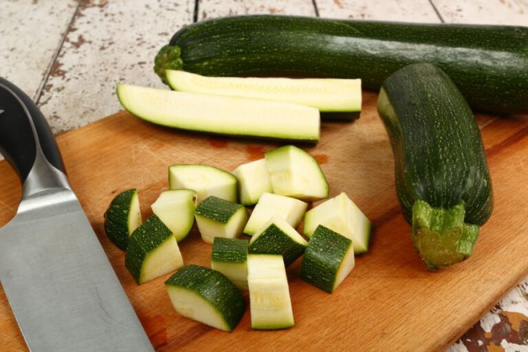 Zucchini Cut for Cooking on Cutting Board