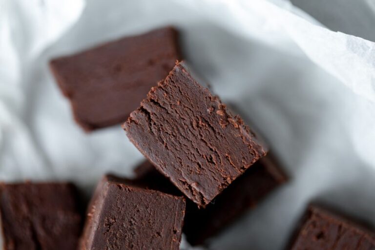 Sugar Free, Vegan Chocolate Fudge Cut Into Squares