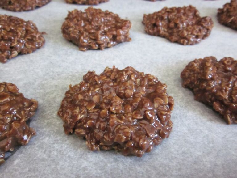 No Bake Cookies Cooling Down on Wax Paper