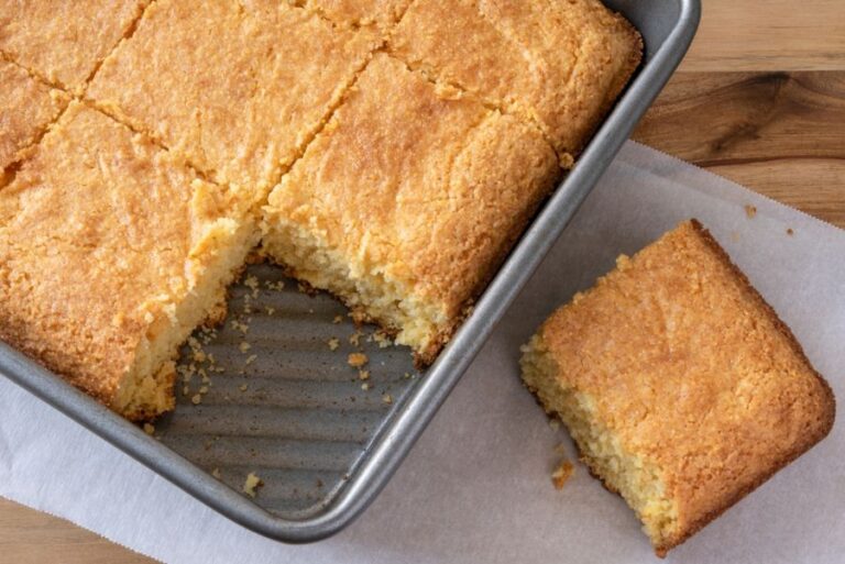 Cut Cornbread in a Pan