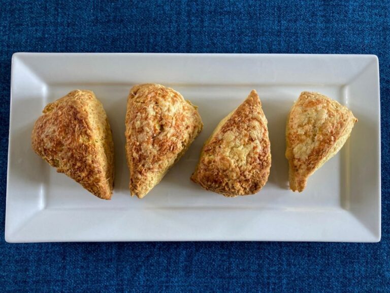 Freshly Baked Scones on a White Rectangular Platter
