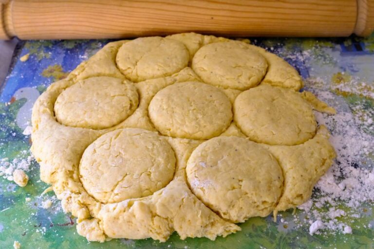 Homemade Uncooked Savory Scones Cut Into Circles