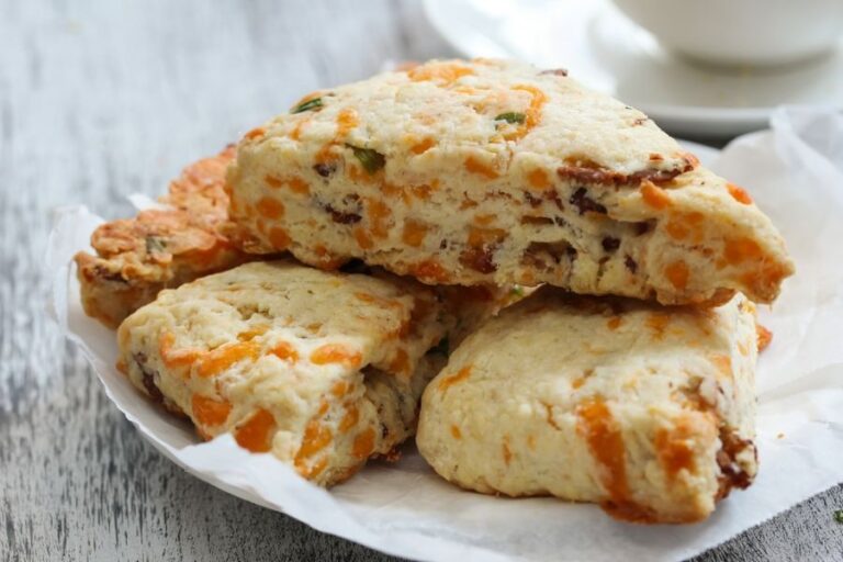 Tasty Cheddar Scones on a White Plate