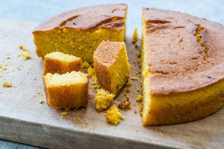 Cornbread Being Cut for Cornbread Salad