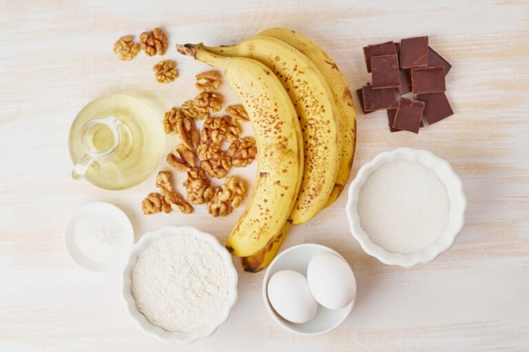 Ingredients for Banana Bread, Including a Couple Add-ins