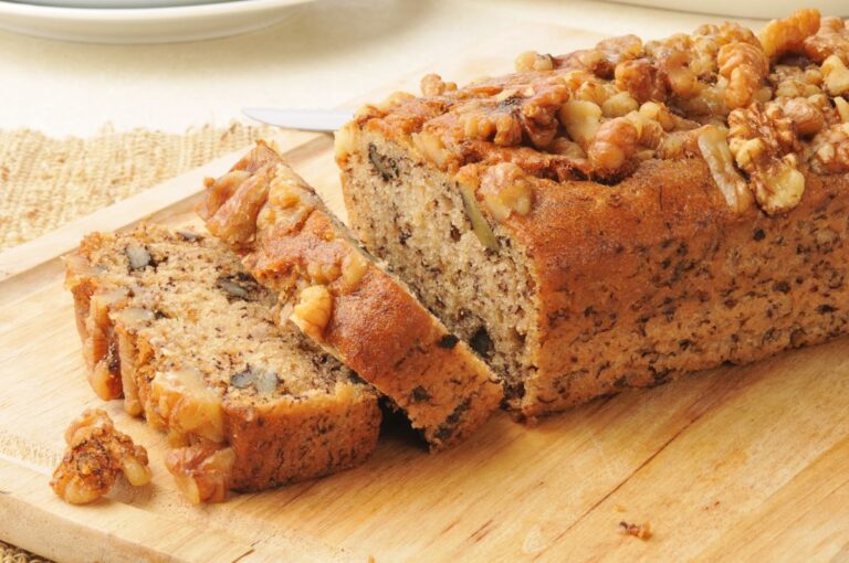 Banana Bread Topped with Walnuts