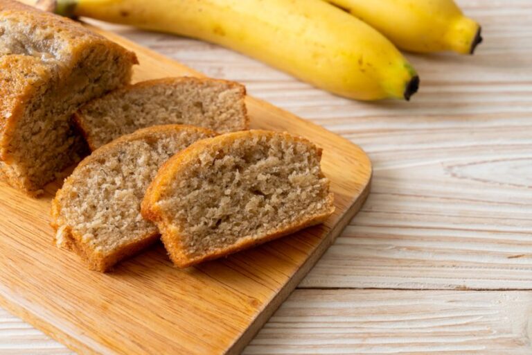 Fluffy Cake-Like Banana Bread Sliced on a Cutting Board