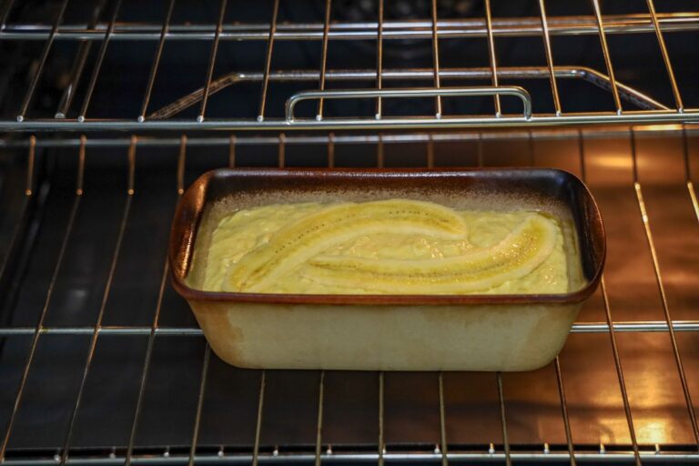 Uncooked Banana Bread in the Oven