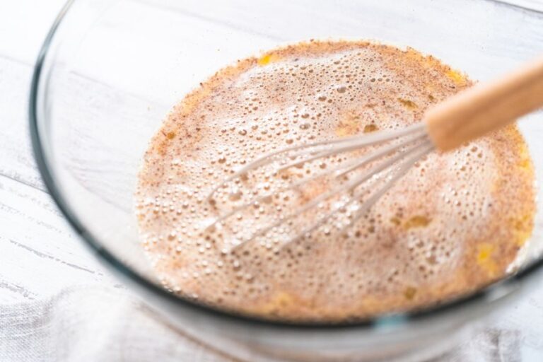 French Toast Batter in a Bowl With a Whisk