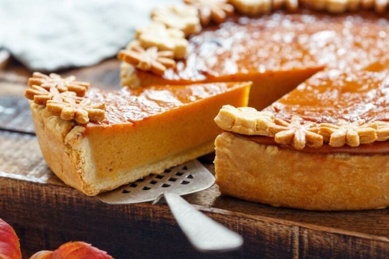 Freshly Baked Pumpkin Pie With Slight Weeping on the Top