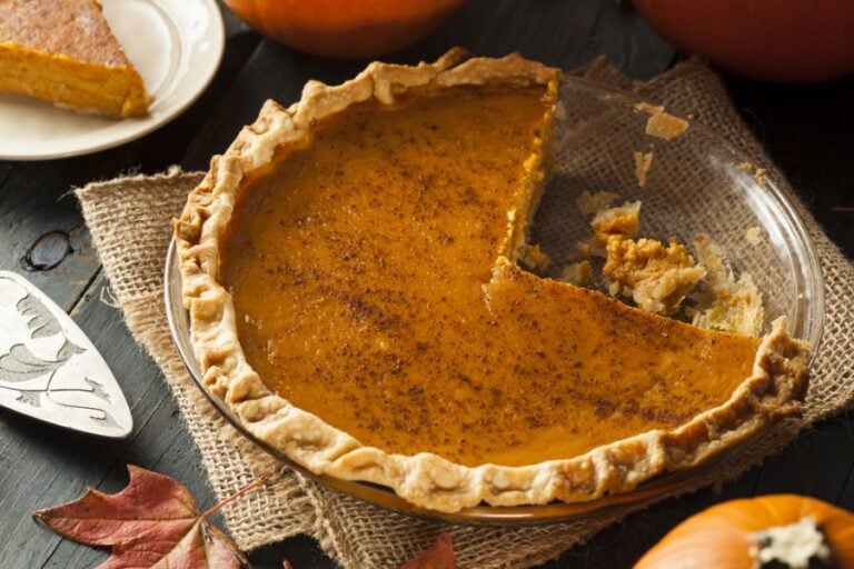 Leftover Pumpkin Pie in a Glass Pie Plate