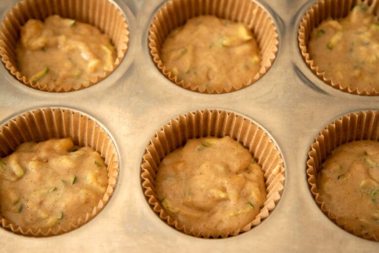 Zucchini Bread Batter in Muffin Cups