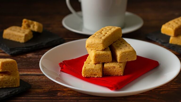 Freshly Baked Shortbread Cookies on a White Plate