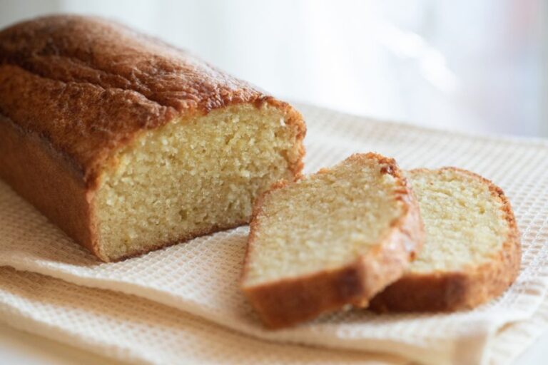 Lemon Pound Cake Sliced on a Towel