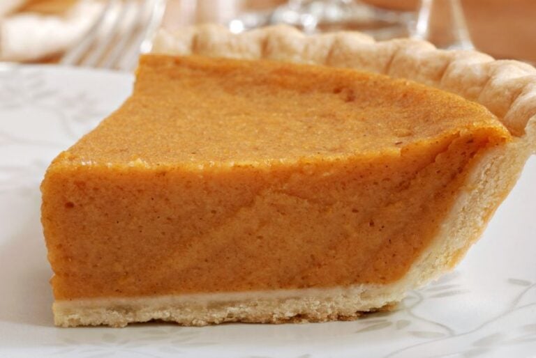 Slice of Pumpkin Pie on a Plate