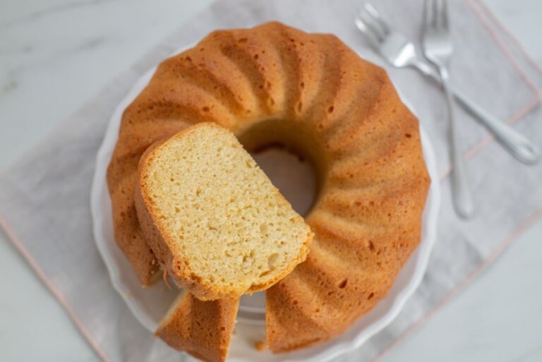 Sliced Bundt Cake on a White Plate