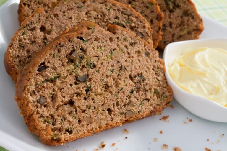 Slices of Banana Bread on a White Plate