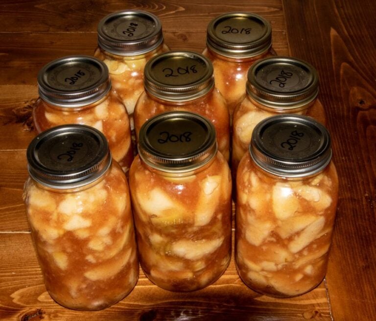 Apple Pie Filling Canned in Canning Jars