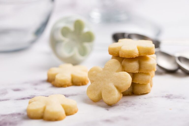 Fresh Baked Flower Shaped Shortbread Cookies