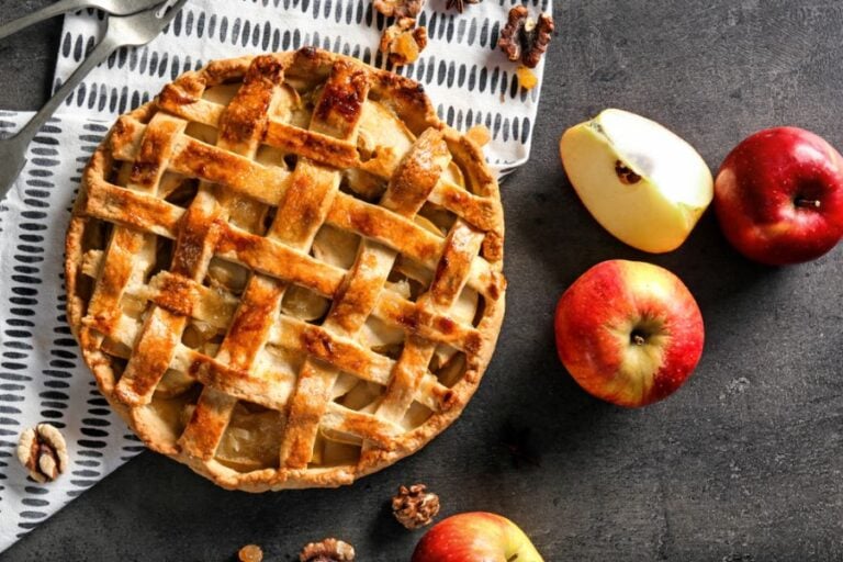 Lattice Crust Apple Pie on a Towel