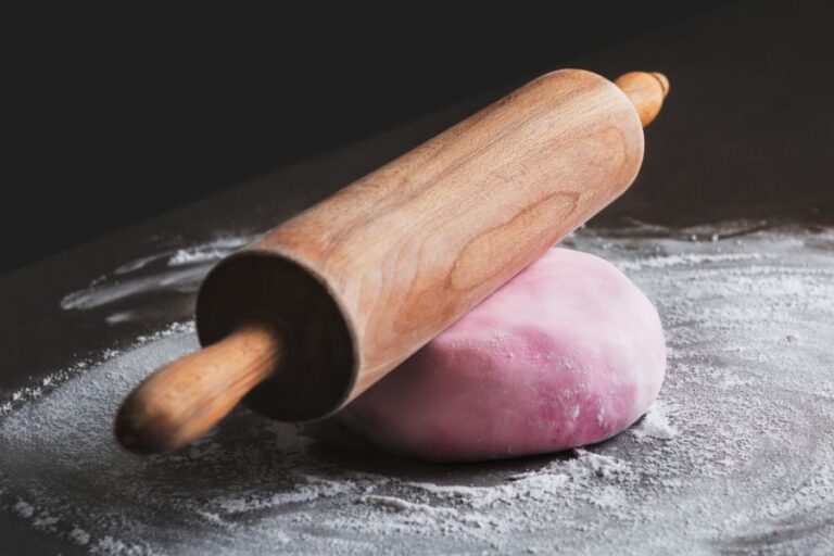Rolling Pin on Pink Fondant Ready for Use