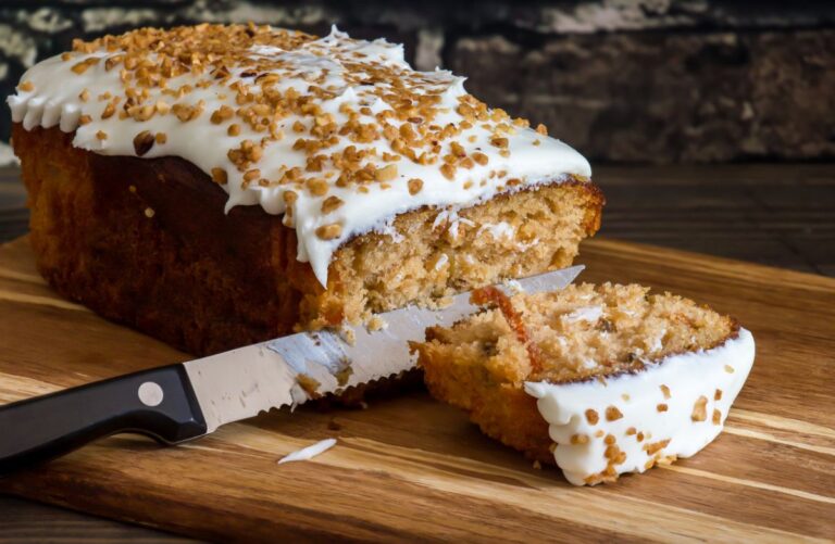Fresh Carrot Cake Topped with Nuts