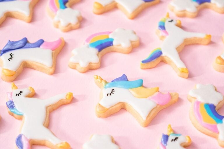 Unicorn Cookies Topped with Royal Icing