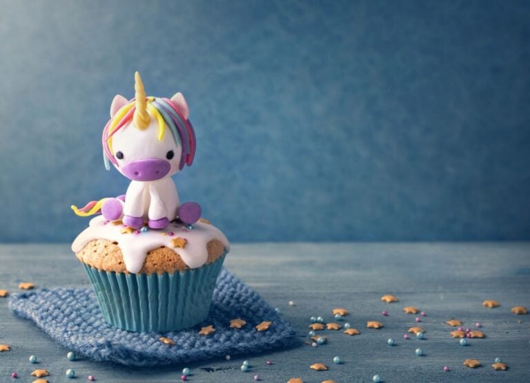 A Fondant Unicorn on top of a Cupcake