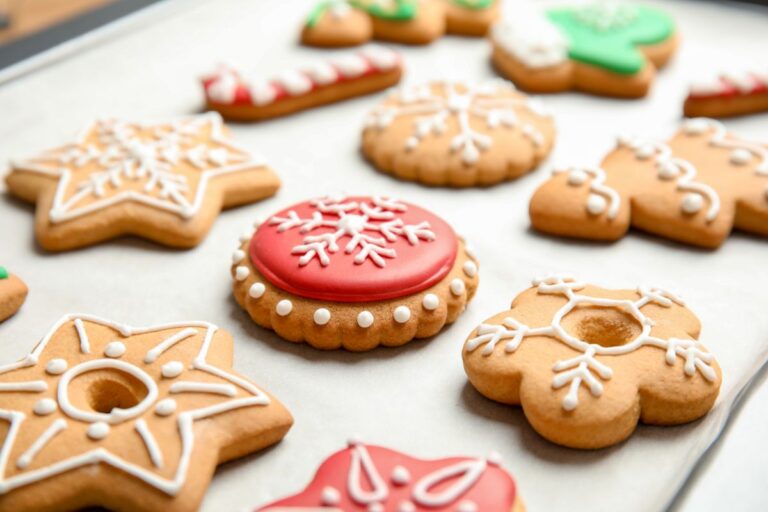 Closeup of Decorated Christmas Cookies