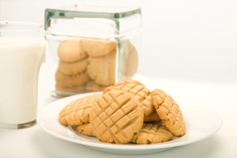 A Jar and Plate of Peanut Butter Cookies