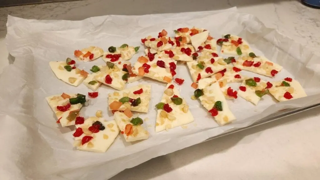 Broken Christmas Bark on a Tray