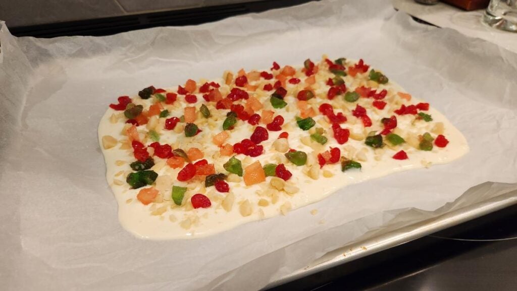 Tropical Christmas Bark Before Going in the Fridge