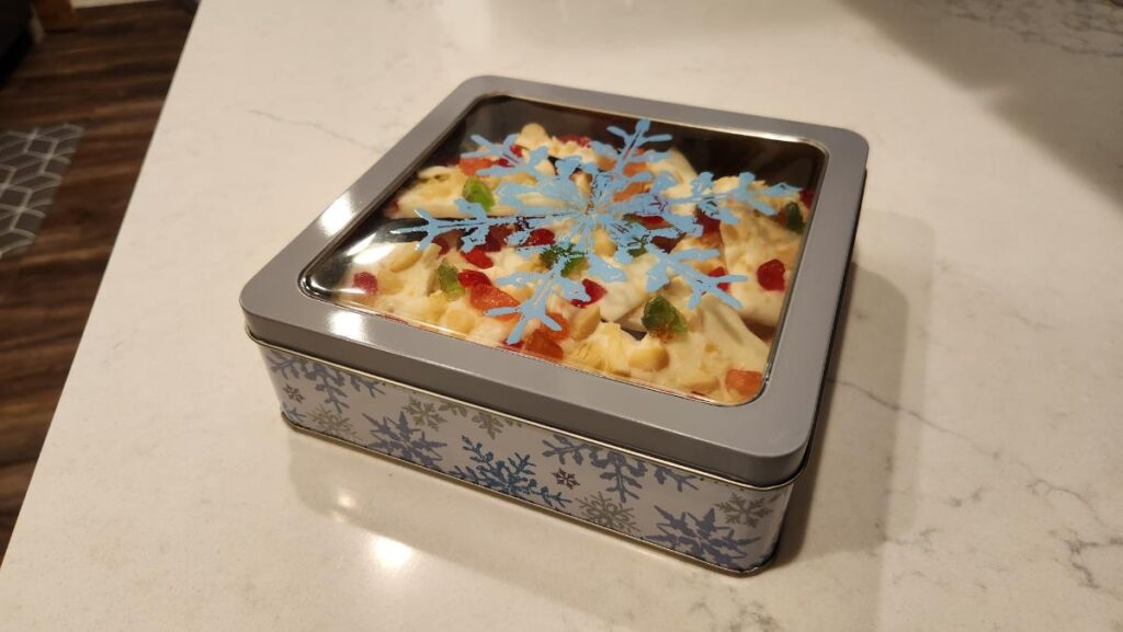 Tropical Christmas Bark in a Tin