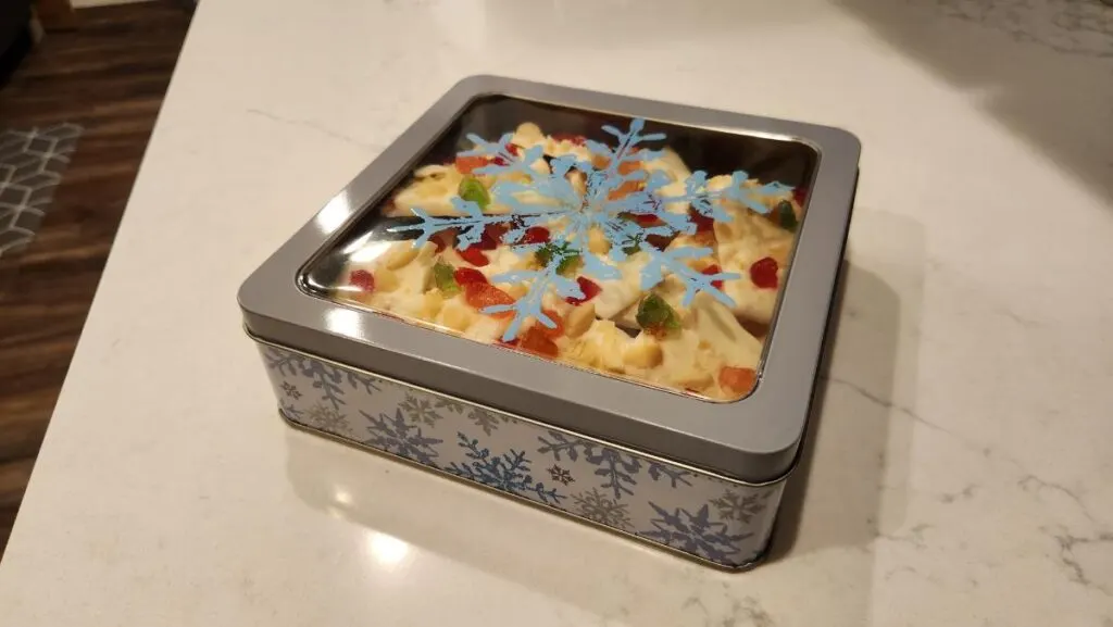 Tropical Christmas Bark in a Tin